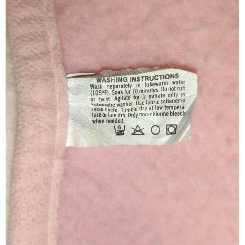 Vintage Beacon Pink White Teddy Bear Balloon Baby Blanket Pastel Stripe WPL 1675
